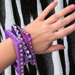Deadstock Purple Rhinestone Bangle Set